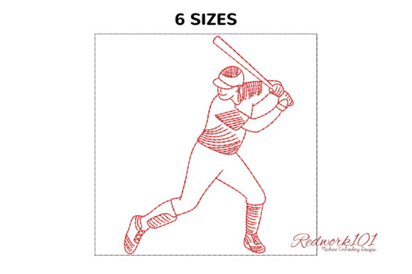 Basball Player Swinging Redwork Review
