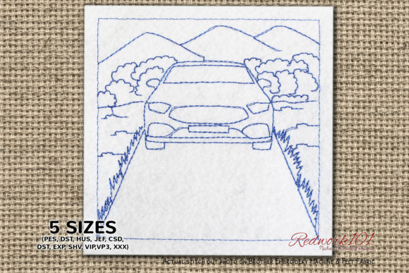 Car Parked on Road Redwork Review