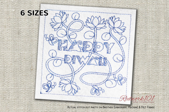 Diwali Greetings Bluework Embroidery Review