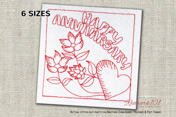 Flower in Happy Anniversary Redwork Review